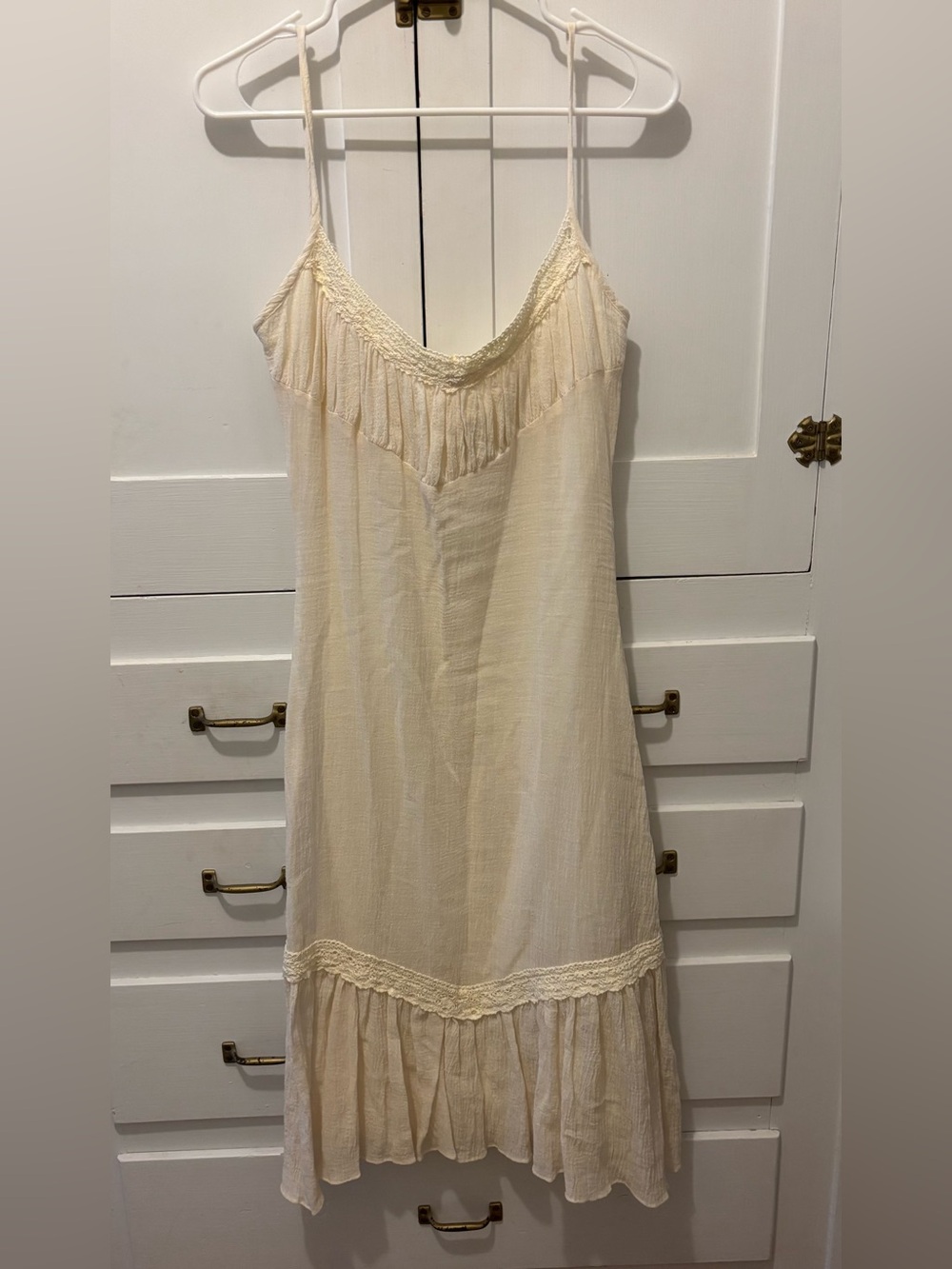 Boho Lightweight Slip Dress with Crochet Trim